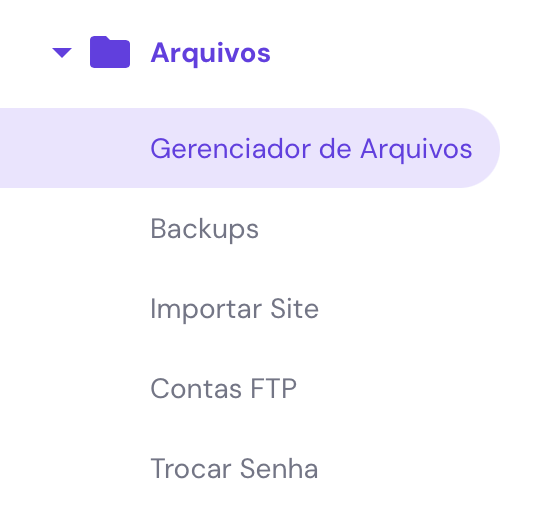 gerenciador de arquivos do hpanel