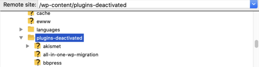 desativando plugins no filezilla