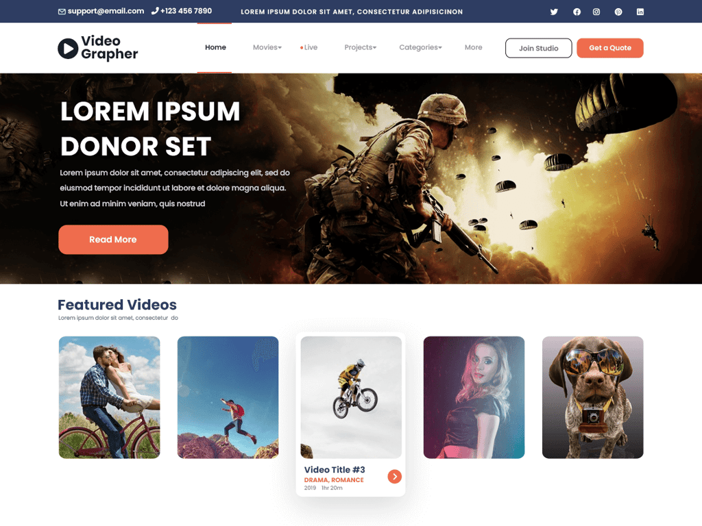 Template Videography para wordpress