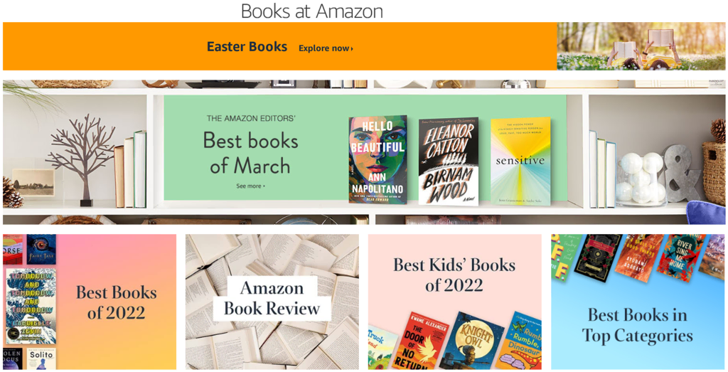 p&aacute;gina de livros na amazon