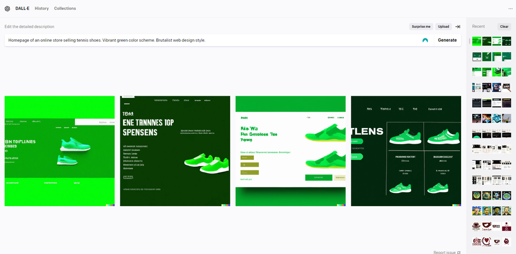 Exemplo de ideias de web design geradas pelo DALL-E