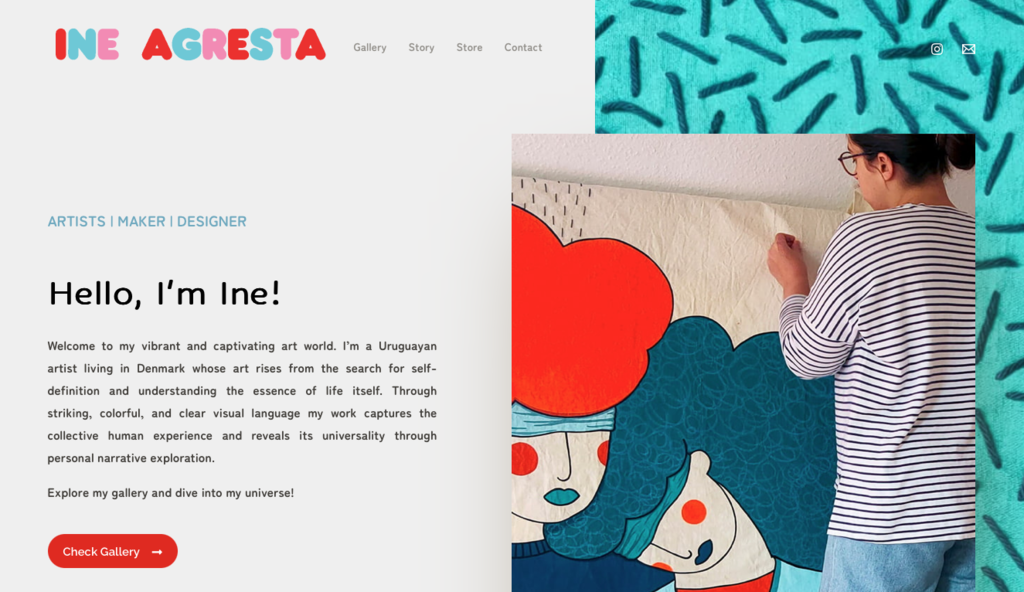 página inicial da artista ine agresta