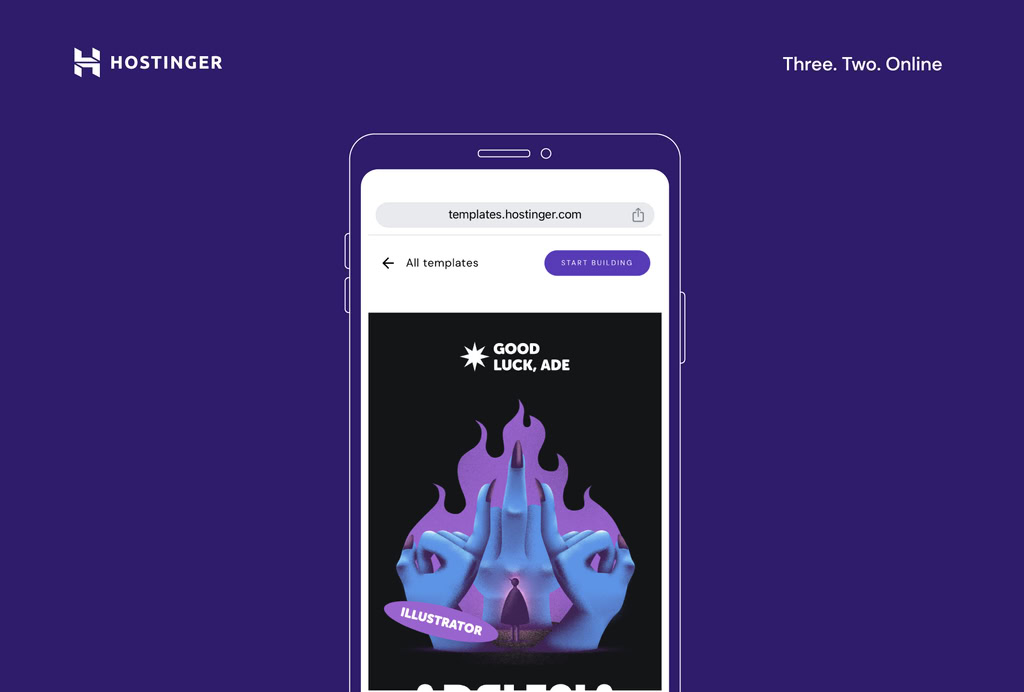 pré-visualização de template no editor mobile da hostinger