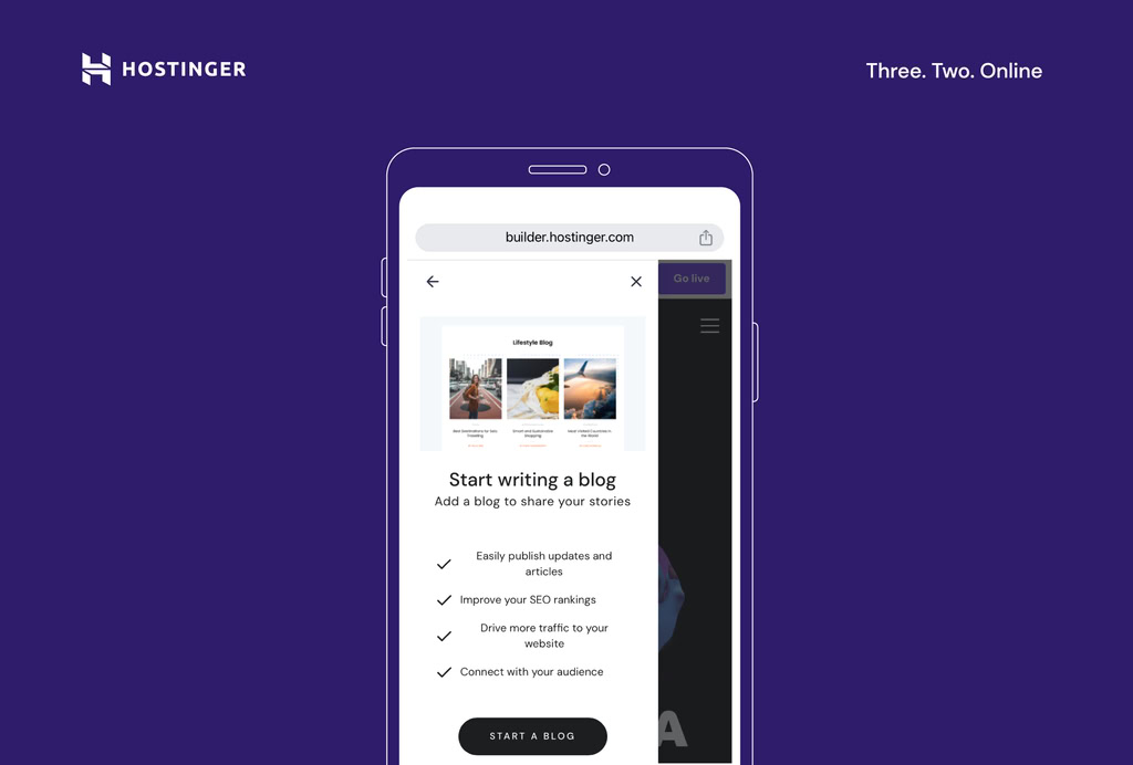 adicionando blog no editor mobile da hostinger