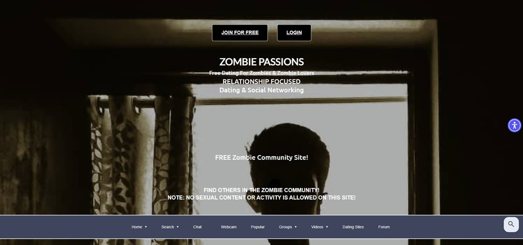 p&aacute;gina inicial do site zombie passions