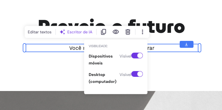 configurando visibilidade de elemento em dispositivos m&oacute;veis e desktop no criador de sites da hostinger