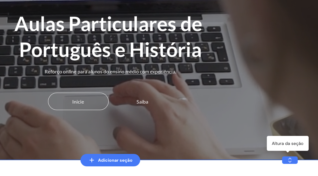 ajustando a altura de uma se&ccedil;&atilde;o no criador de sites da hostinger