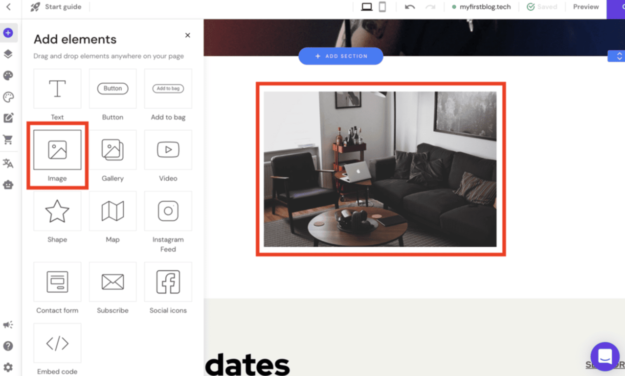 Adding an image to a page