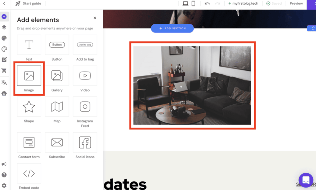 Adding an image to a page