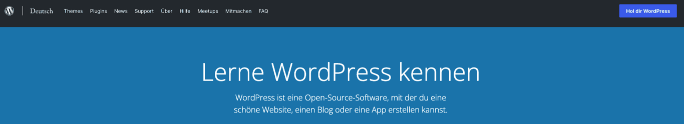 La homepage di wordpress.org