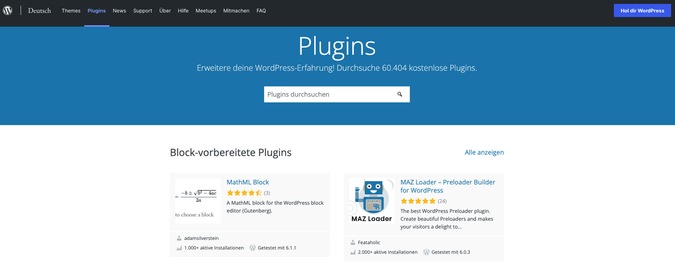 La pagina dei plugin su wordpress.org
