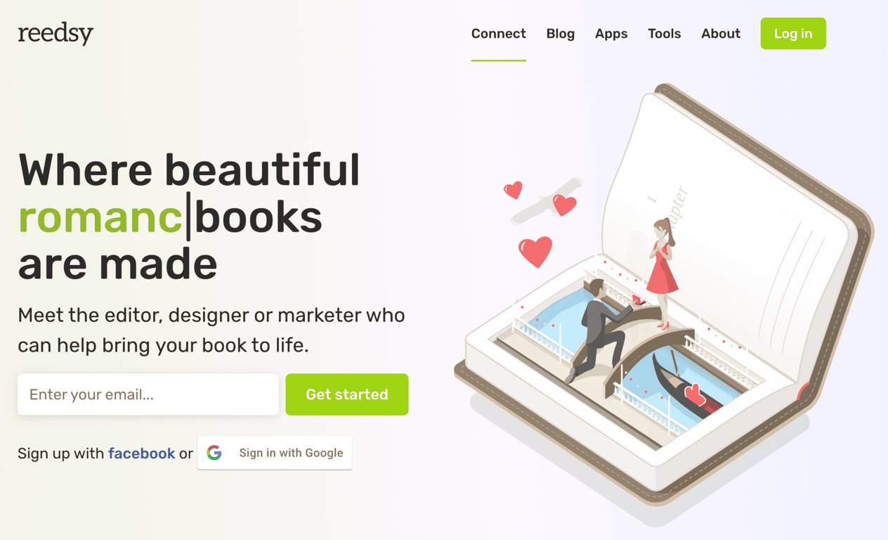 Homepage del sito web di Reedsy, che presenta una sezione blog.