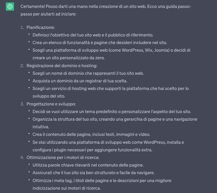 Interfaccia ChatGPT con la casella di immissione richiesta evidenziata