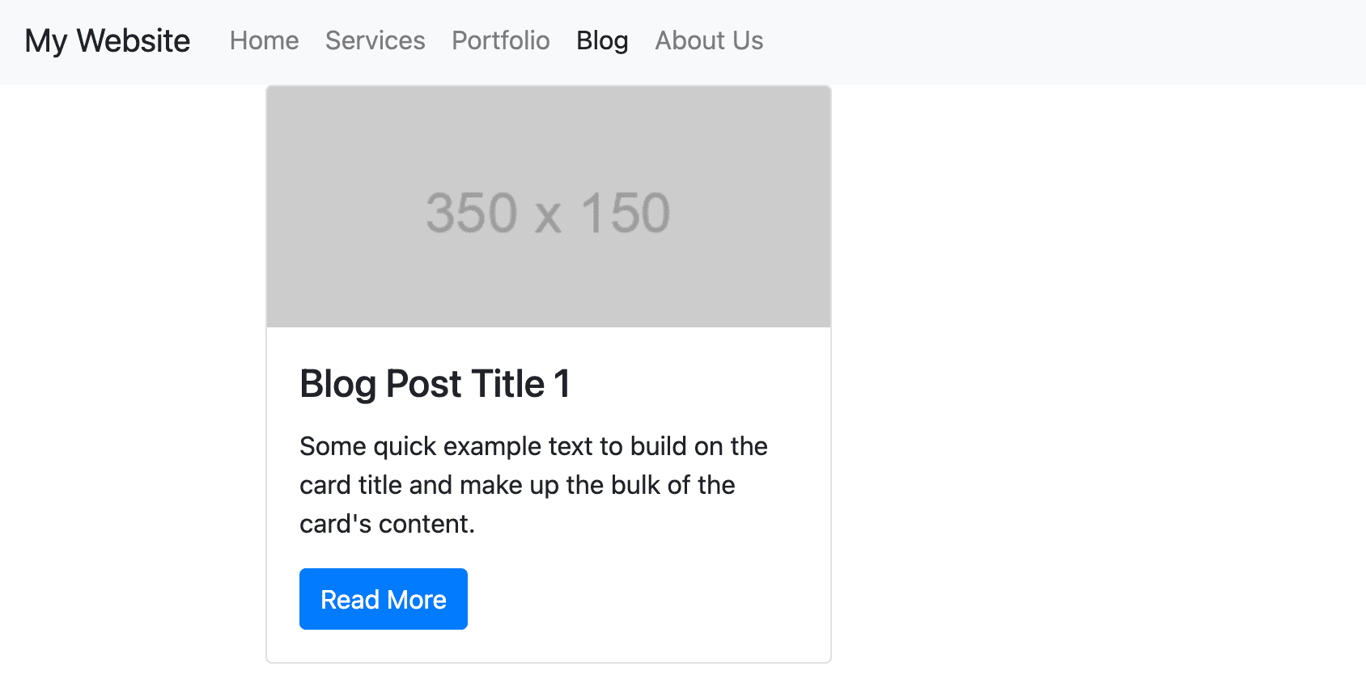 Esempio di pagina del blog del sito web utilizzando un layout di scheda