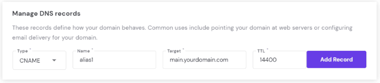 Modifica CNAME su hpanel