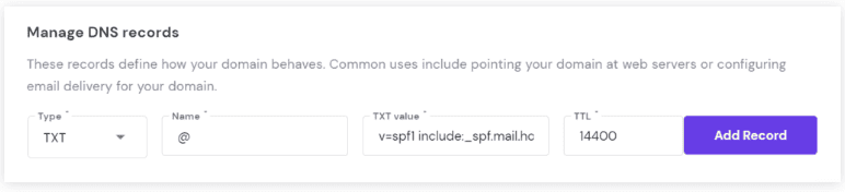 Modifica record TXT su hpanel