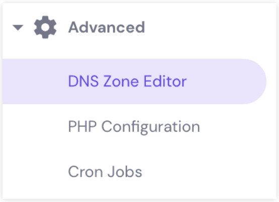 Pulsante DNS Zone Editor su hPanel
