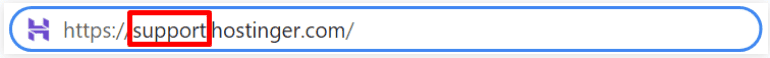 La pagina della knowledge base di Hostinger utilizza il sottodominio support