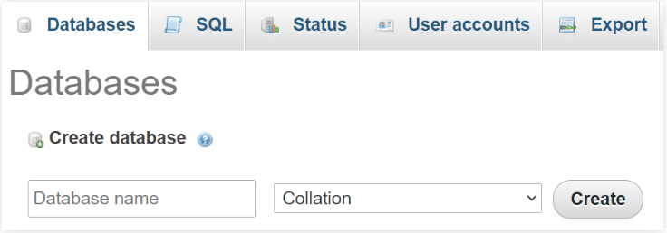 Creazione di un nuovo database