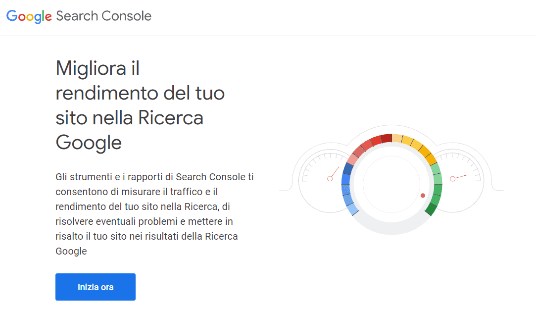 Homepage di Google Search Console