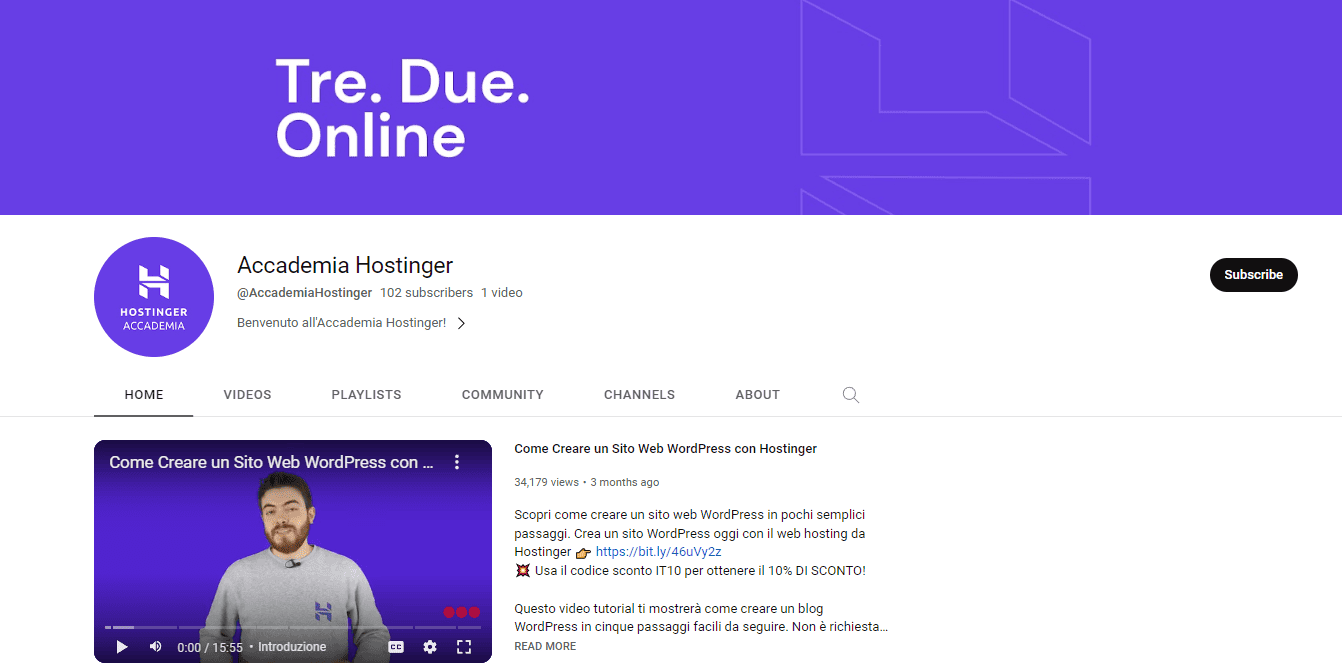 Accedemia Hostinger su YouTube