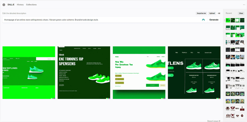 Esempio di idee di web design generate da DALL-E