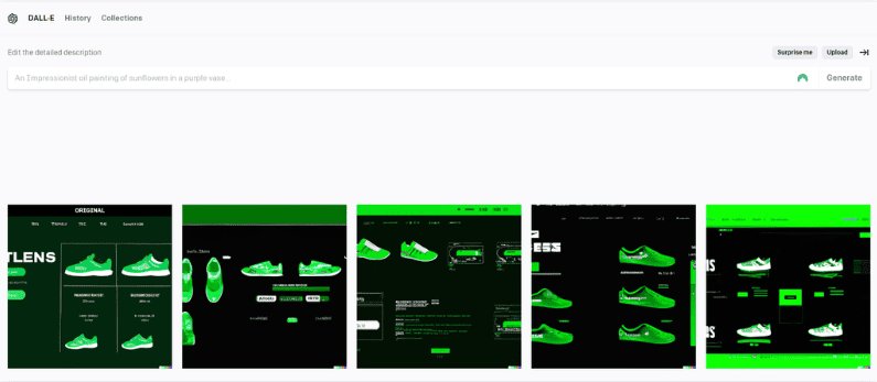 Generazione di variazioni di web design in DALL-E