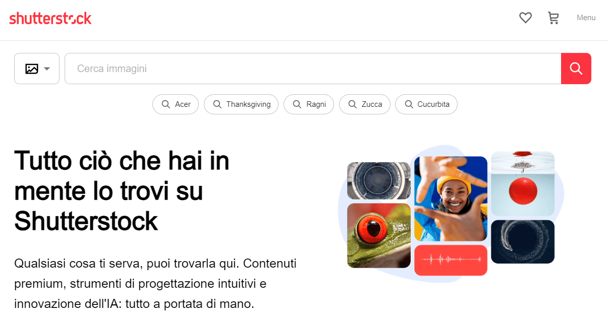 Homepage di Shutterstock