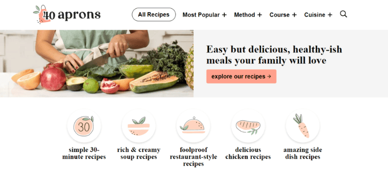 Homepage del sito web 40 Aprons