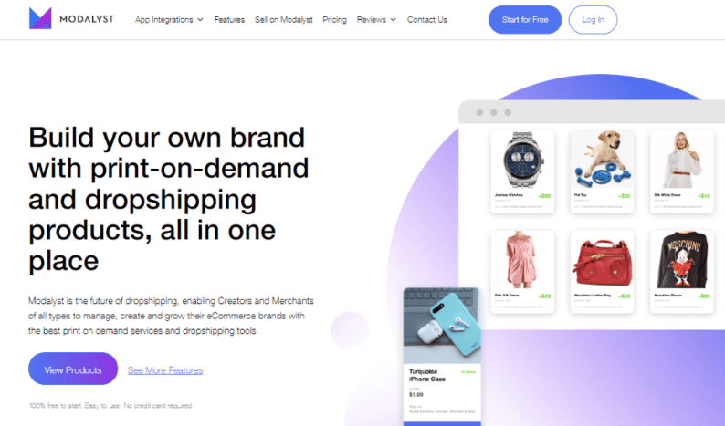 Homepage del sito web Modalyst