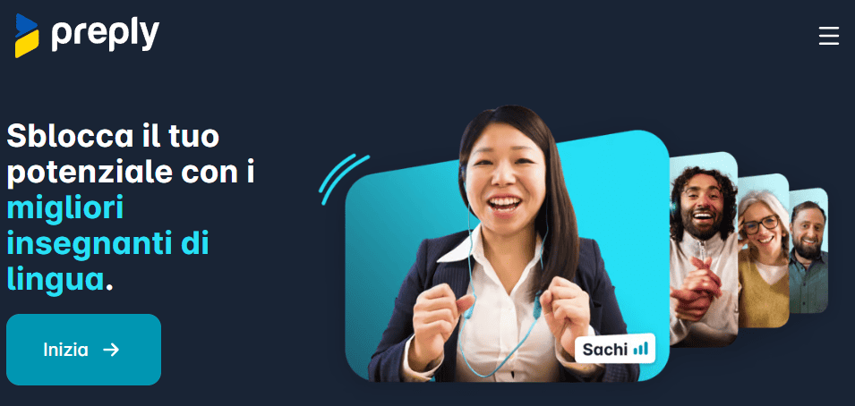 Homepage del sito web Preply