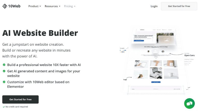 Landing page di 10Web