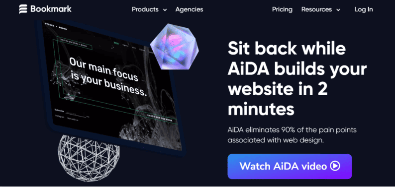 Landing page di Bookmark AiDa