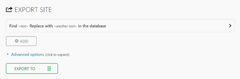 Screenshot della funzionalit&agrave; del sito di esportazione di WordPress