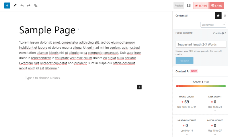 Content AI di Rank Math SEO