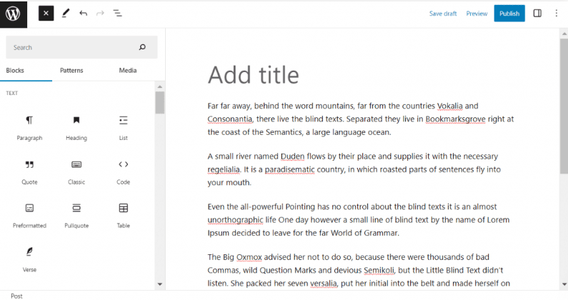 Editor Gutenberg di Hostinger
