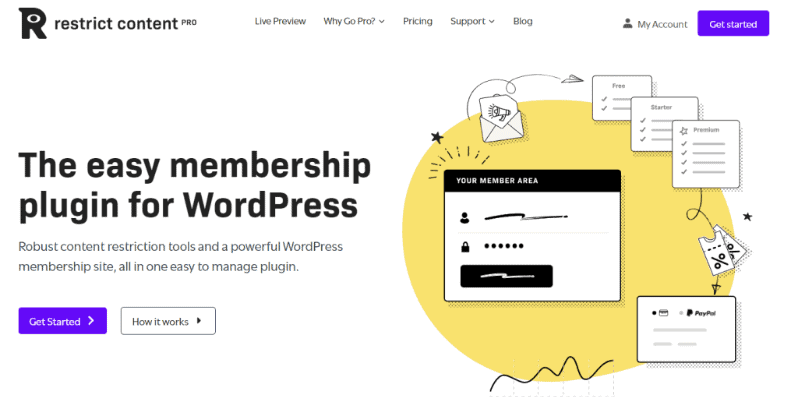 Homepage del plug-in Restrict Content Pro