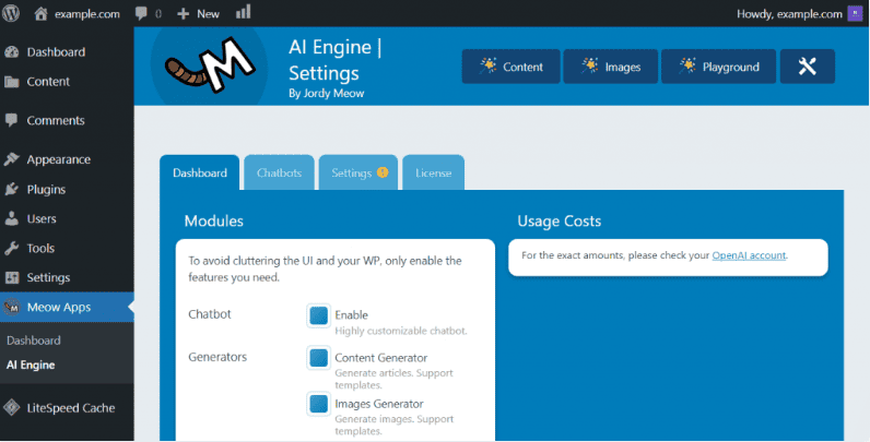 Impostazioni di AI Engine