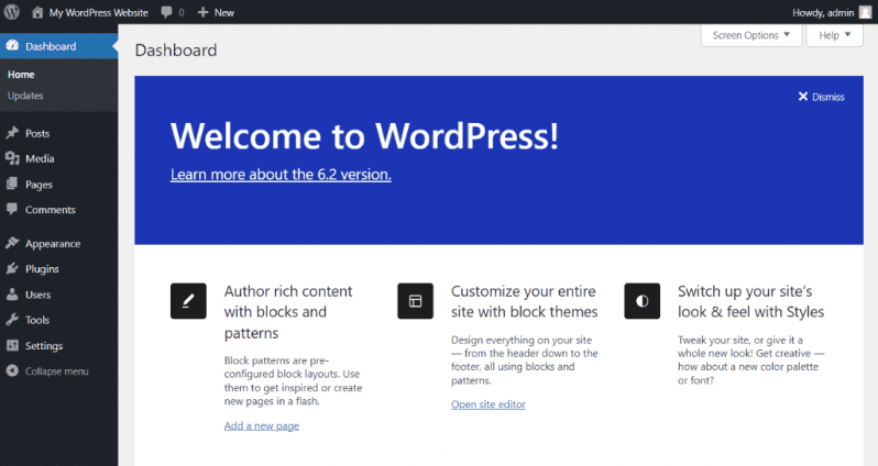 Pannello di amministrazione di WordPress