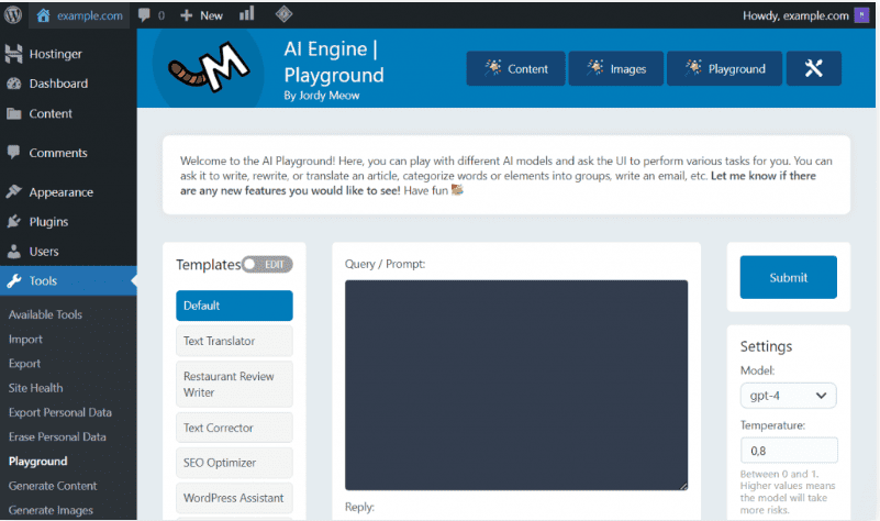Playground di AI Engine
