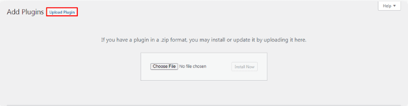Screenshot che mostra dove si trova il pulsante Carica plugin