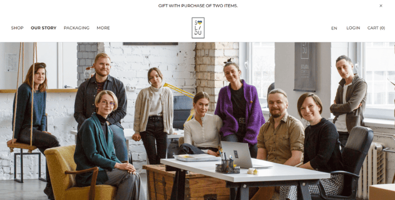 Una foto di gruppo sulla pagina La nostra storia di Solidu Cosmetic.