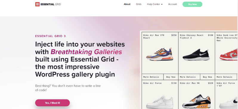 Homepage di Essential Grid