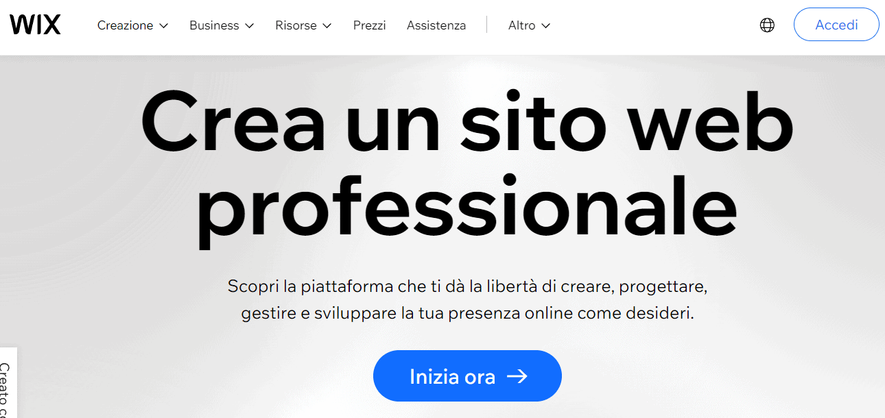 Homepage di Wix