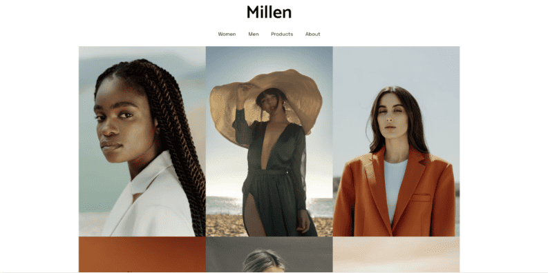 Layout del template Millen del Website Builder di Hostinger