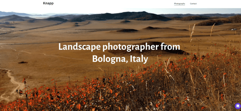 Layout del template Knapp del Website Builder di Hostinger