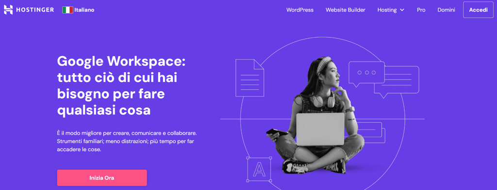 Pagina Google Workspace di Hostinger