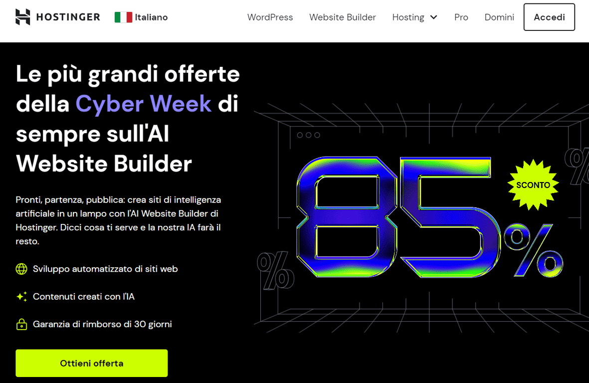 Website builder di Hostinger