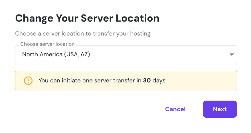 Modifica le impostazioni della posizione del server su hPanel