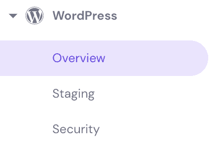 Il pulsante Panoramica di WordPress su hPanel